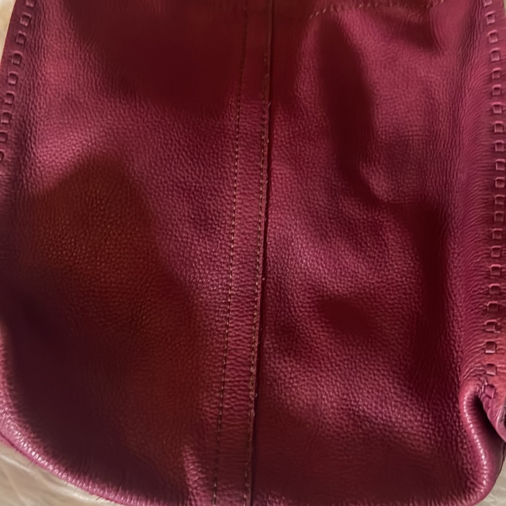 Lucky Brand Women's Dark Pink Slouchy Hobo Boho Bag Size 12" x 14" x 5" - Picture 2 of 12